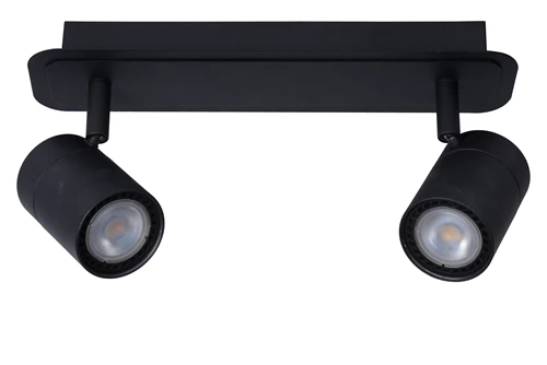 Lucide LENNERT - Spot plafond Salle de bains - LED Dim. - GU10 - 2x5W 3000K - IP44 - Noir - éteint